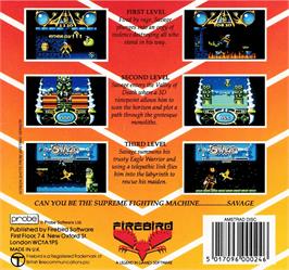Box back cover for Savage on the Amstrad CPC.