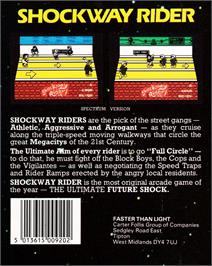 Box back cover for Shockway Rider on the Amstrad CPC.