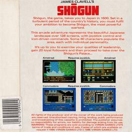 Box back cover for Shogun on the Amstrad CPC.