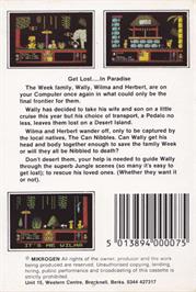 Box back cover for Three Weeks in Paradise on the Amstrad CPC.