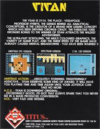 Box back cover for Titan on the Amstrad CPC.