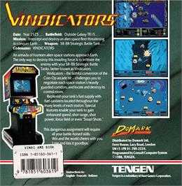 Box back cover for Vindicators on the Amstrad CPC.