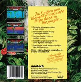 Box back cover for Vixen on the Amstrad CPC.