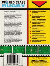 Box back cover for World Class Rugby on the Amstrad CPC.