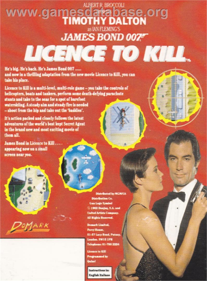 007: Licence to Kill - Amstrad CPC - Artwork - Box Back