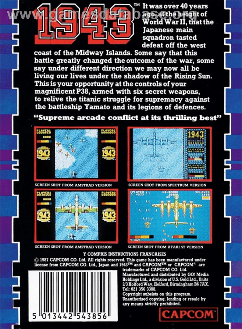 1943: The Battle of Midway - Amstrad CPC - Artwork - Box Back