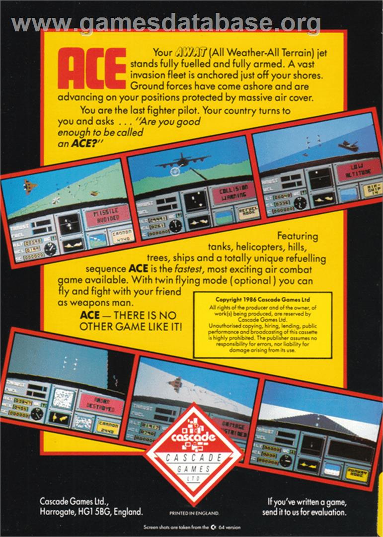 Ace: Air Combat Emulator - Amstrad CPC - Artwork - Box Back
