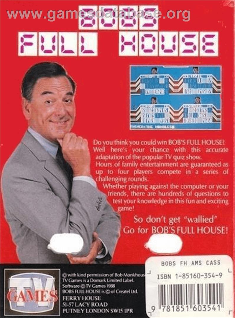 Bob's Full House - Amstrad CPC - Artwork - Box Back