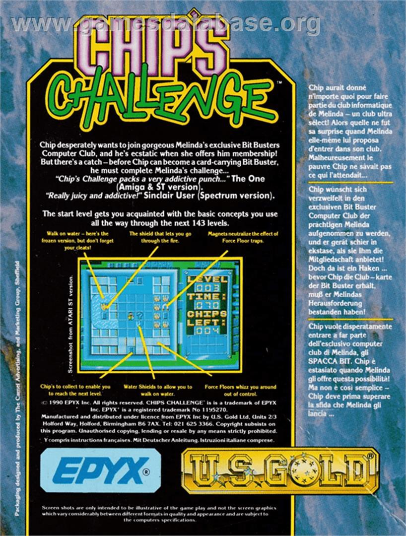 Chip's Challenge - Amstrad CPC - Artwork - Box Back