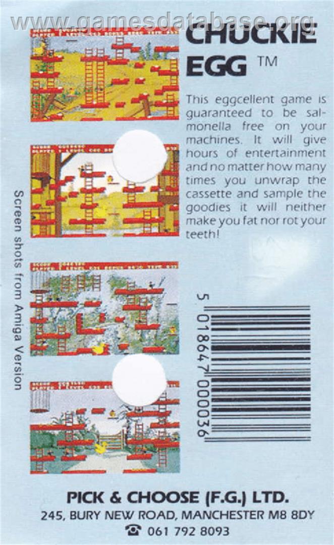 Chuckie Egg - Amstrad CPC - Artwork - Box Back