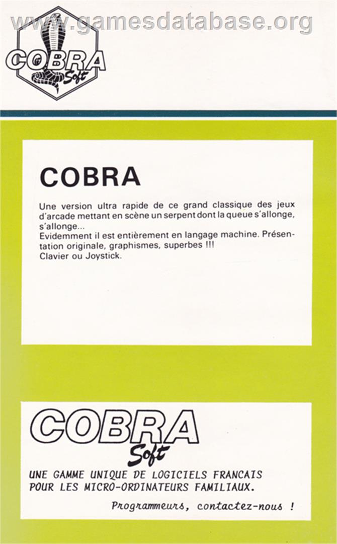 Cobra - Amstrad CPC - Artwork - Box Back
