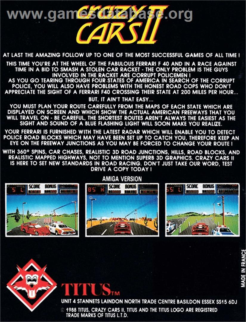 Crazy Cars 2 - Amstrad CPC - Artwork - Box Back