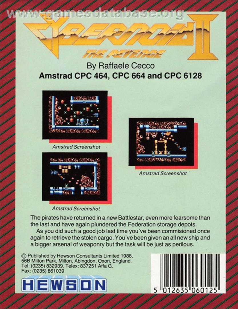 Cybernoid 2: The Revenge - Amstrad CPC - Artwork - Box Back
