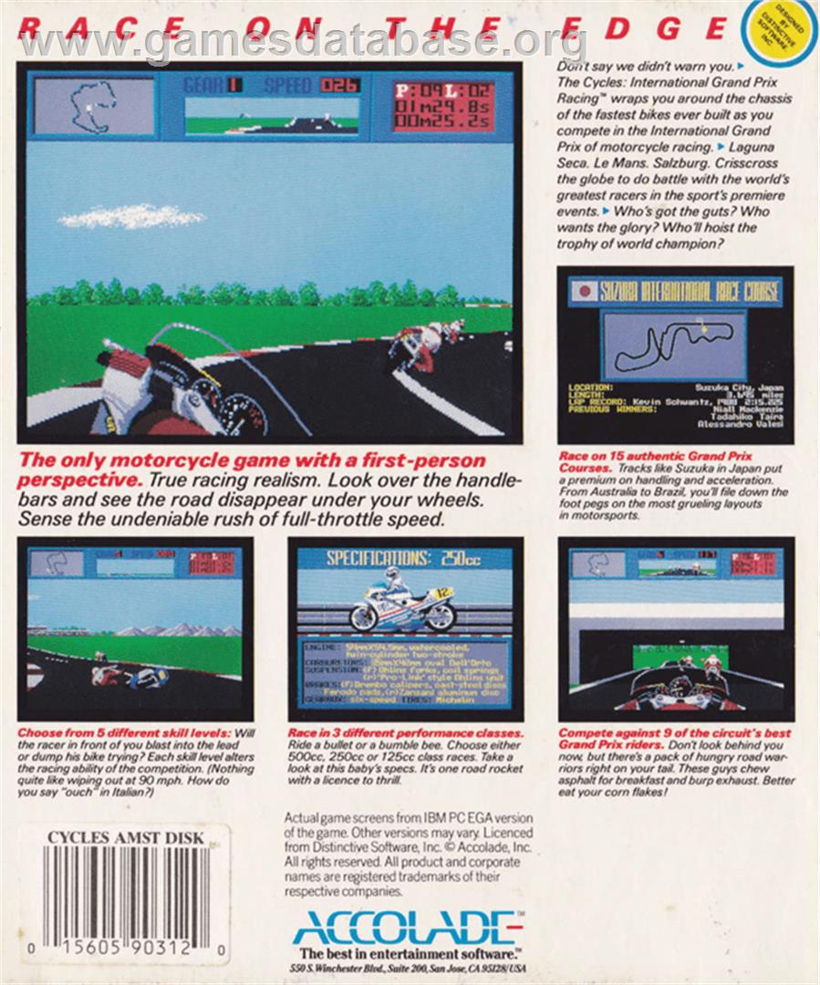 Cycles: International Grand Prix Racing - Amstrad CPC - Artwork - Box Back