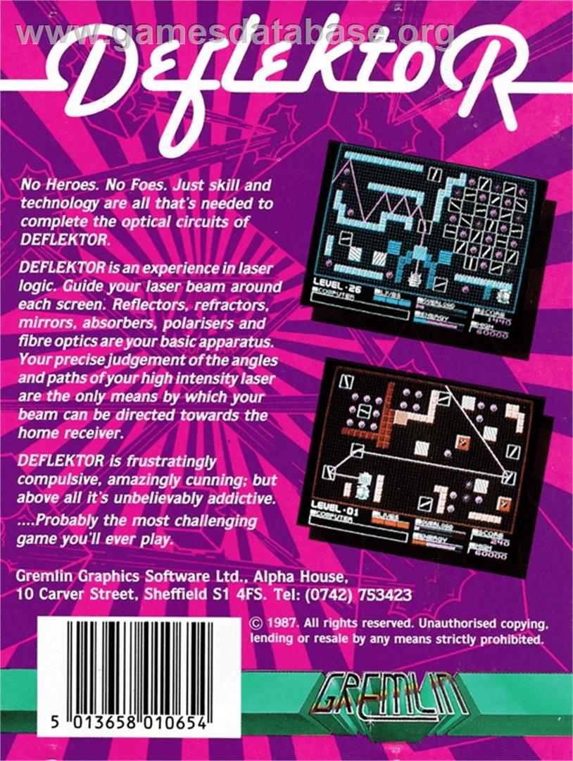 Deflektor - Amstrad CPC - Artwork - Box Back