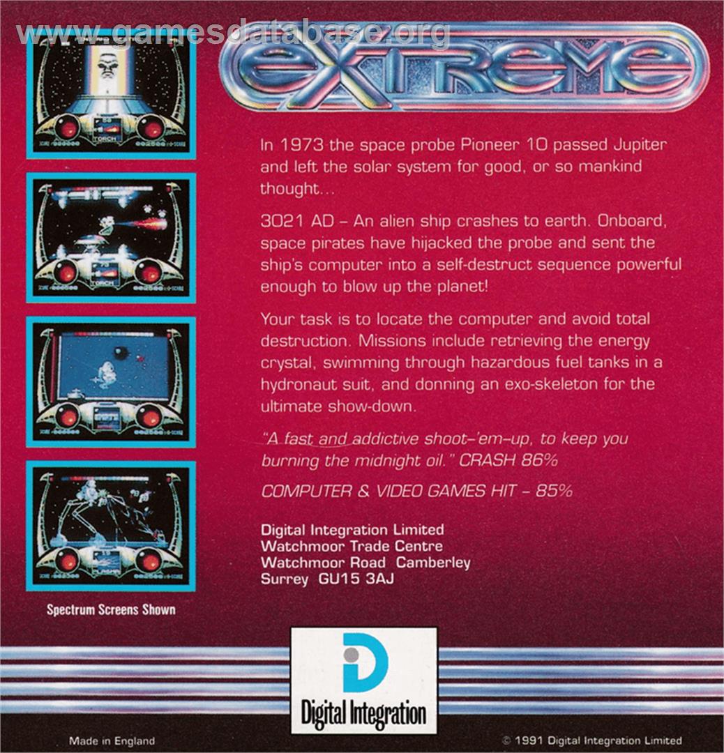 Extreme - Amstrad CPC - Artwork - Box Back