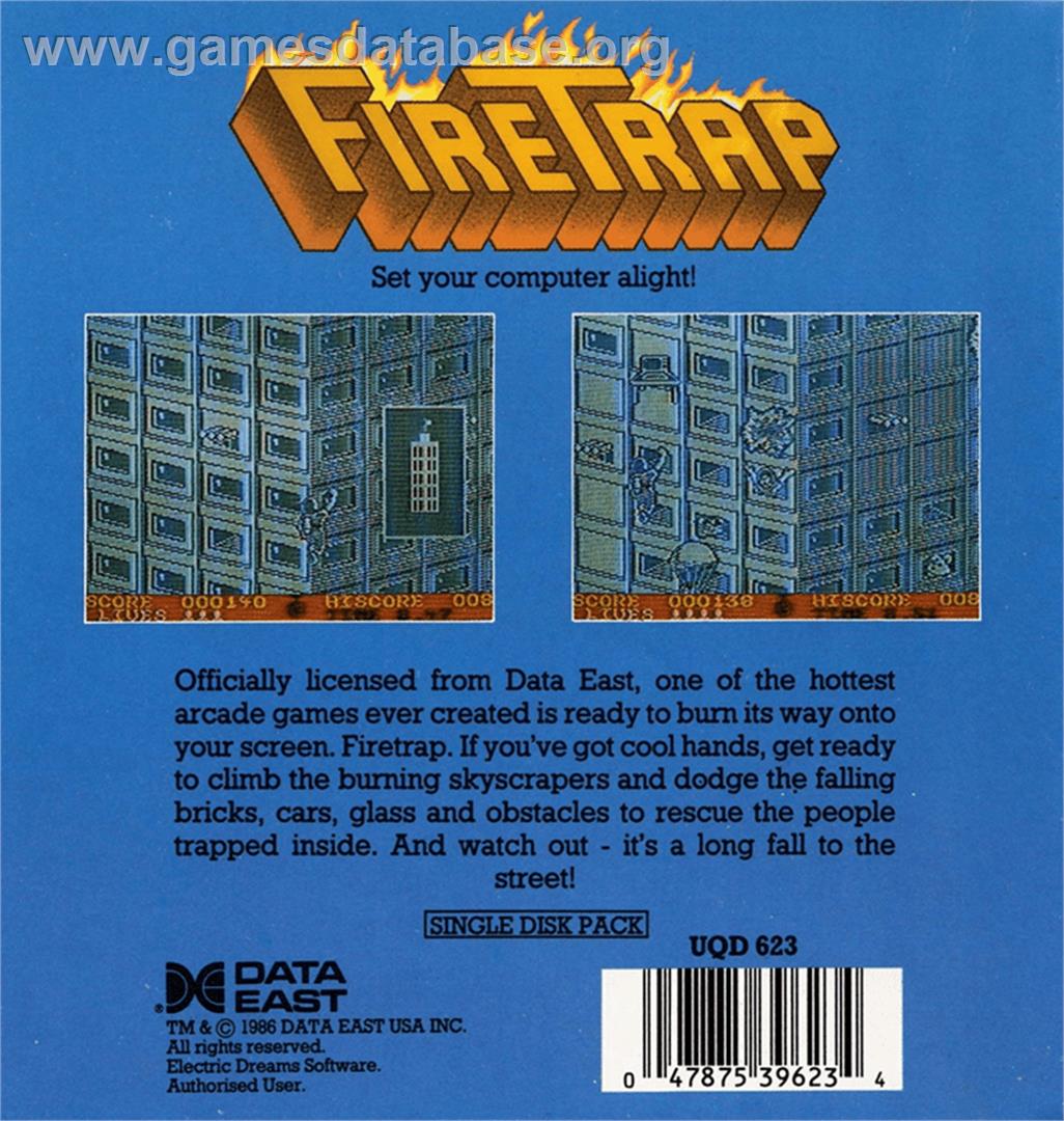 Fire Trap - Amstrad CPC - Artwork - Box Back