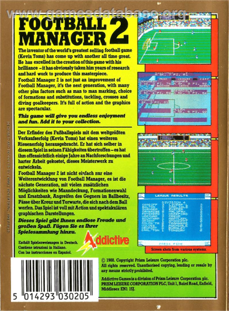 Football Manager 2 - Amstrad CPC - Artwork - Box Back