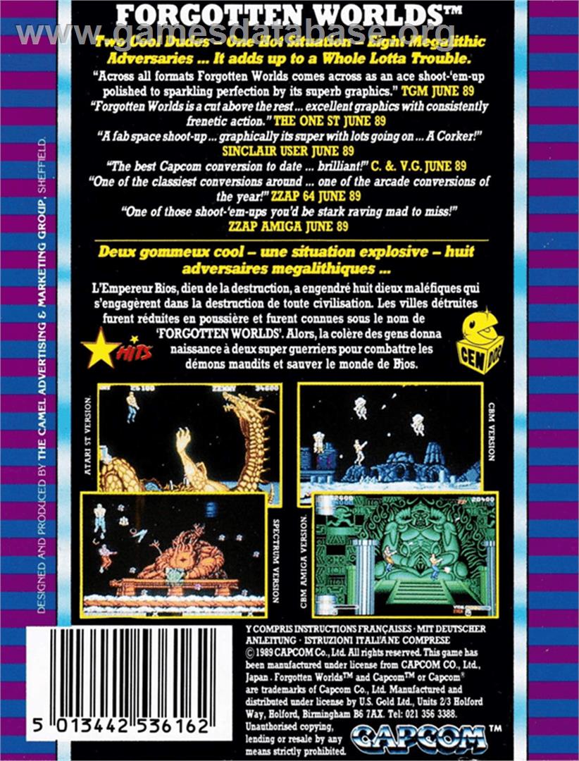 Forgotten Worlds - Amstrad CPC - Artwork - Box Back