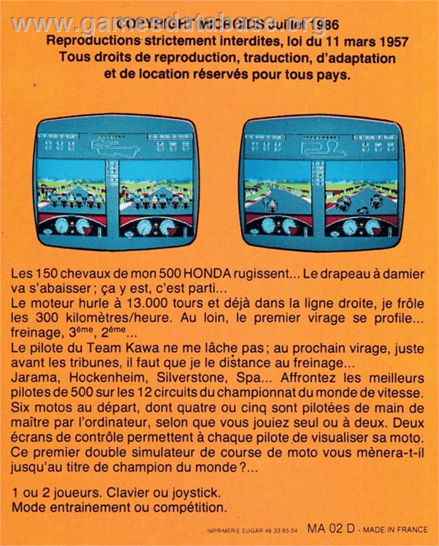 Grand Prix 500 cc - Amstrad CPC - Artwork - Box Back