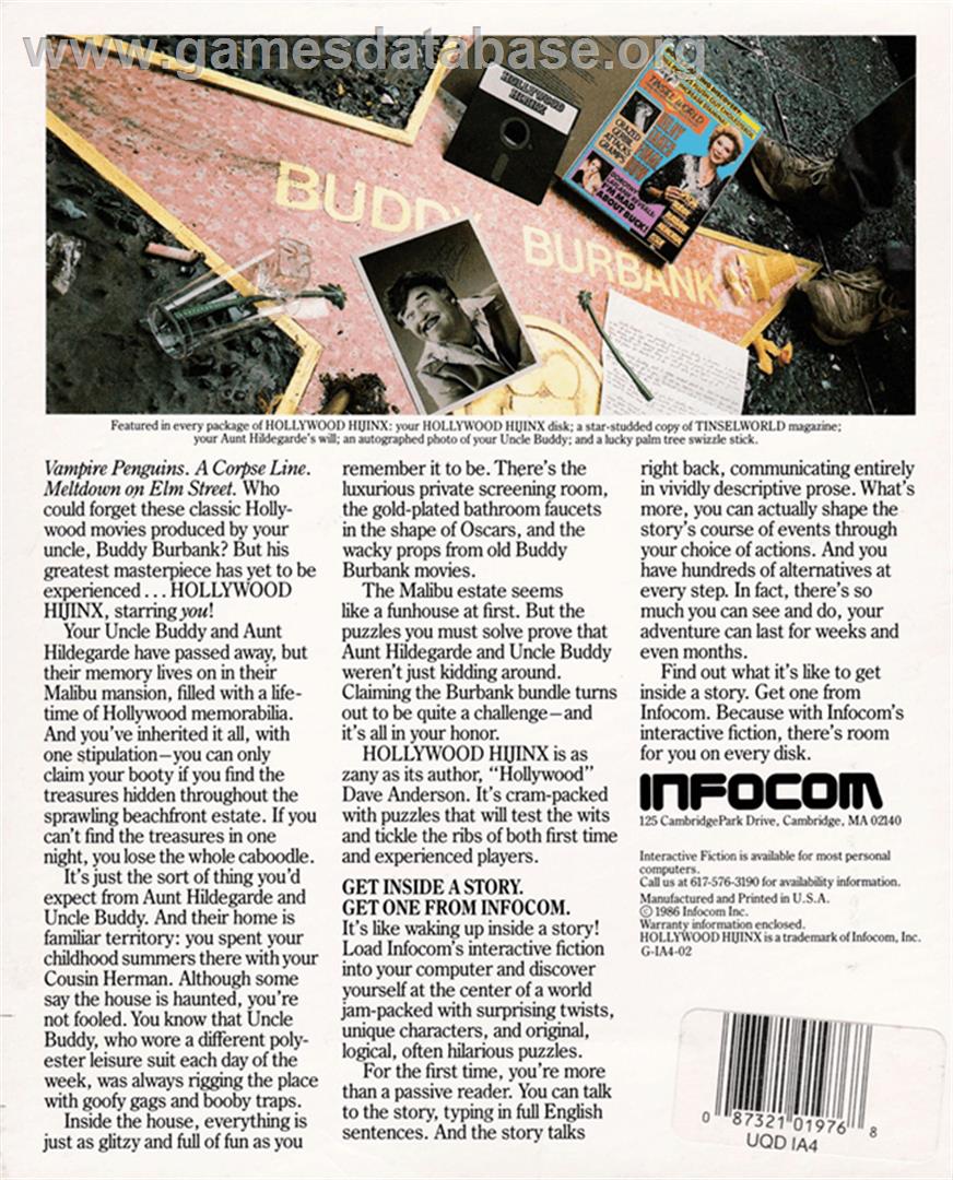 Hollywood Hijinx - Amstrad CPC - Artwork - Box Back