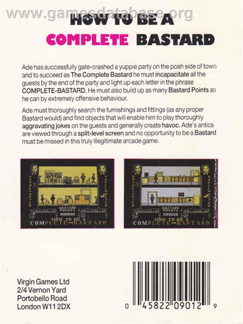 How to be a Complete Bastard - Amstrad CPC - Artwork - Box Back