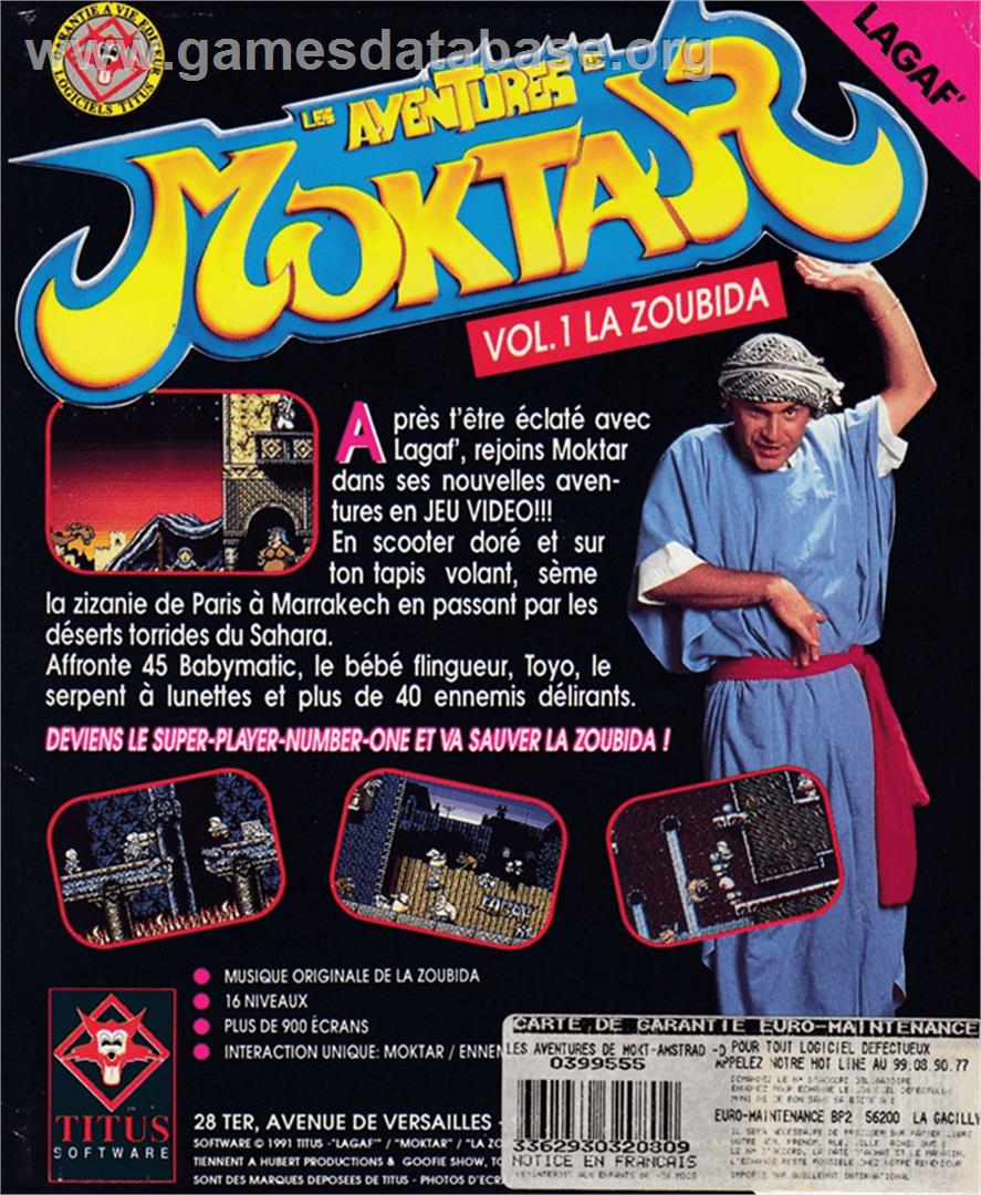 Lagaf: Les Aventures de Moktar - Vol 1: La Zoubida - Amstrad CPC - Artwork - Box Back