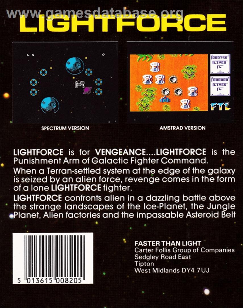 Light Force - Amstrad CPC - Artwork - Box Back