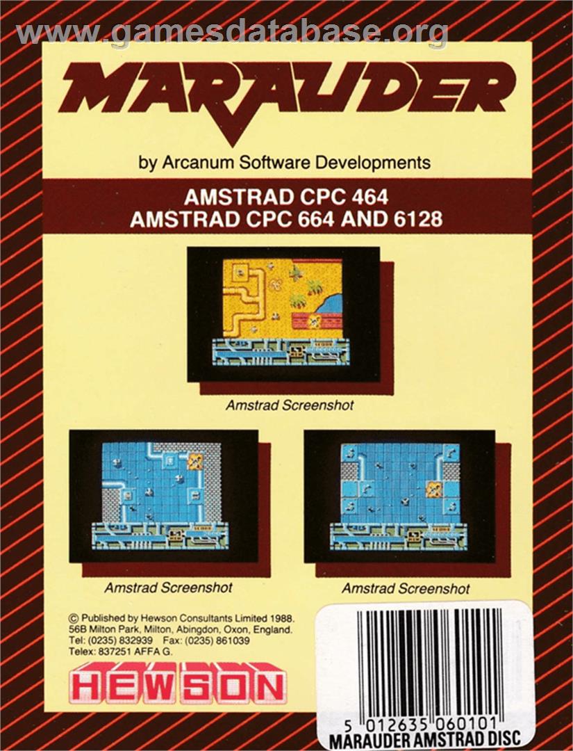 Marauder - Amstrad CPC - Artwork - Box Back