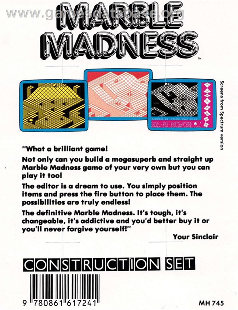 Marble Madness Construction Set - Amstrad CPC - Artwork - Box Back