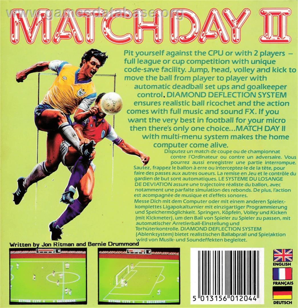 Match Day 2 - Amstrad CPC - Artwork - Box Back