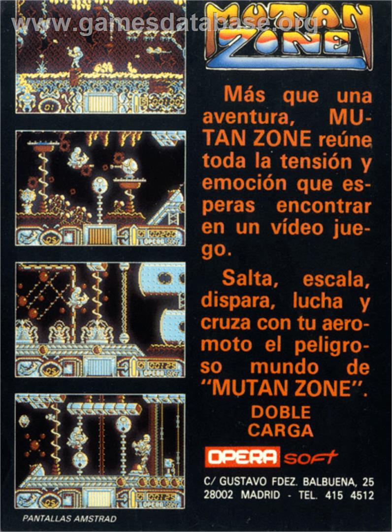 Mutan Zone - Amstrad CPC - Artwork - Box Back