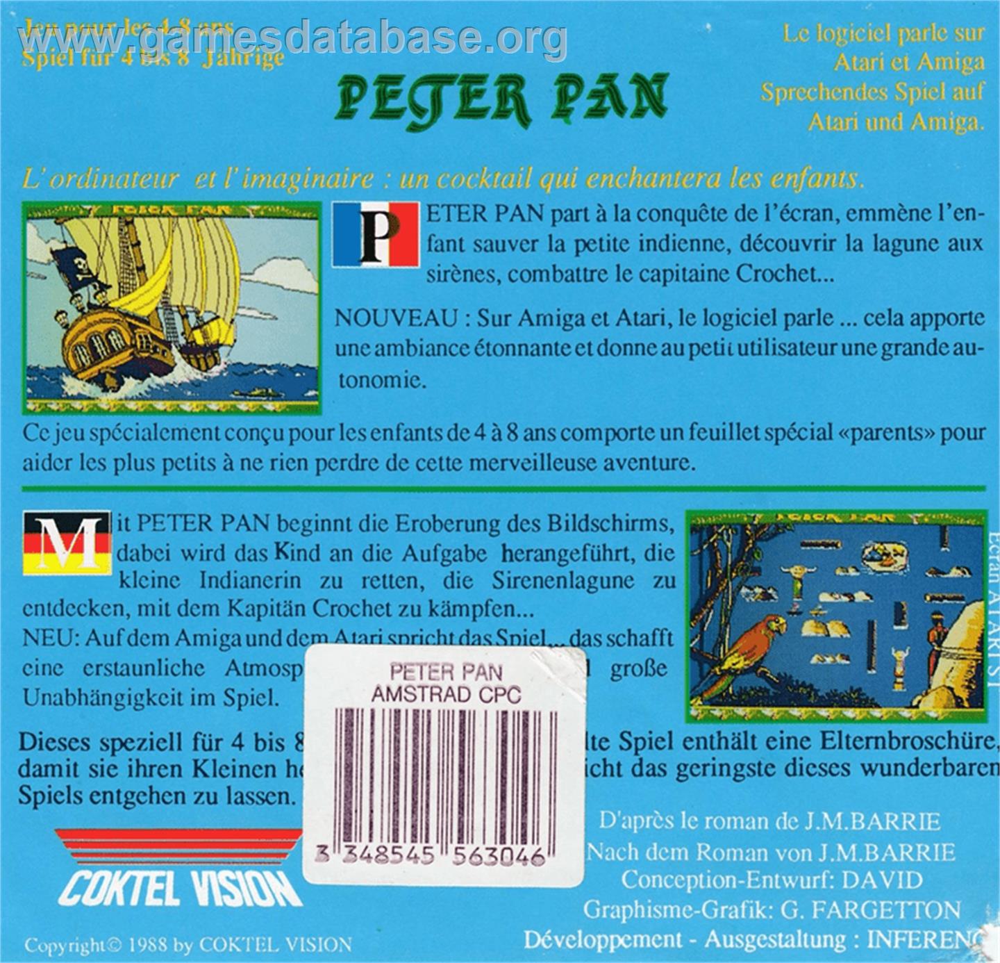 Peter Pan - Amstrad CPC - Artwork - Box Back