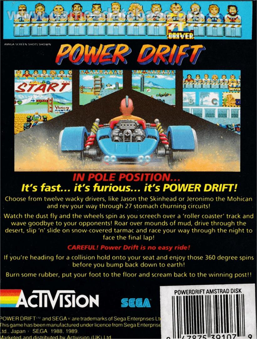 Power Drift - Amstrad CPC - Artwork - Box Back