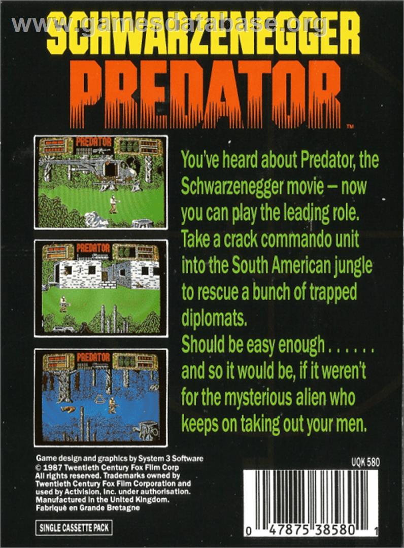 Predator - Amstrad CPC - Artwork - Box Back