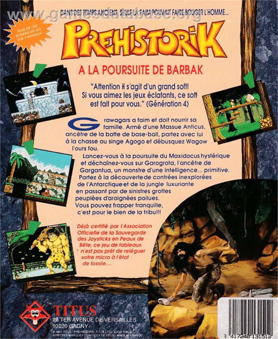 Prehistorik - Amstrad CPC - Artwork - Box Back