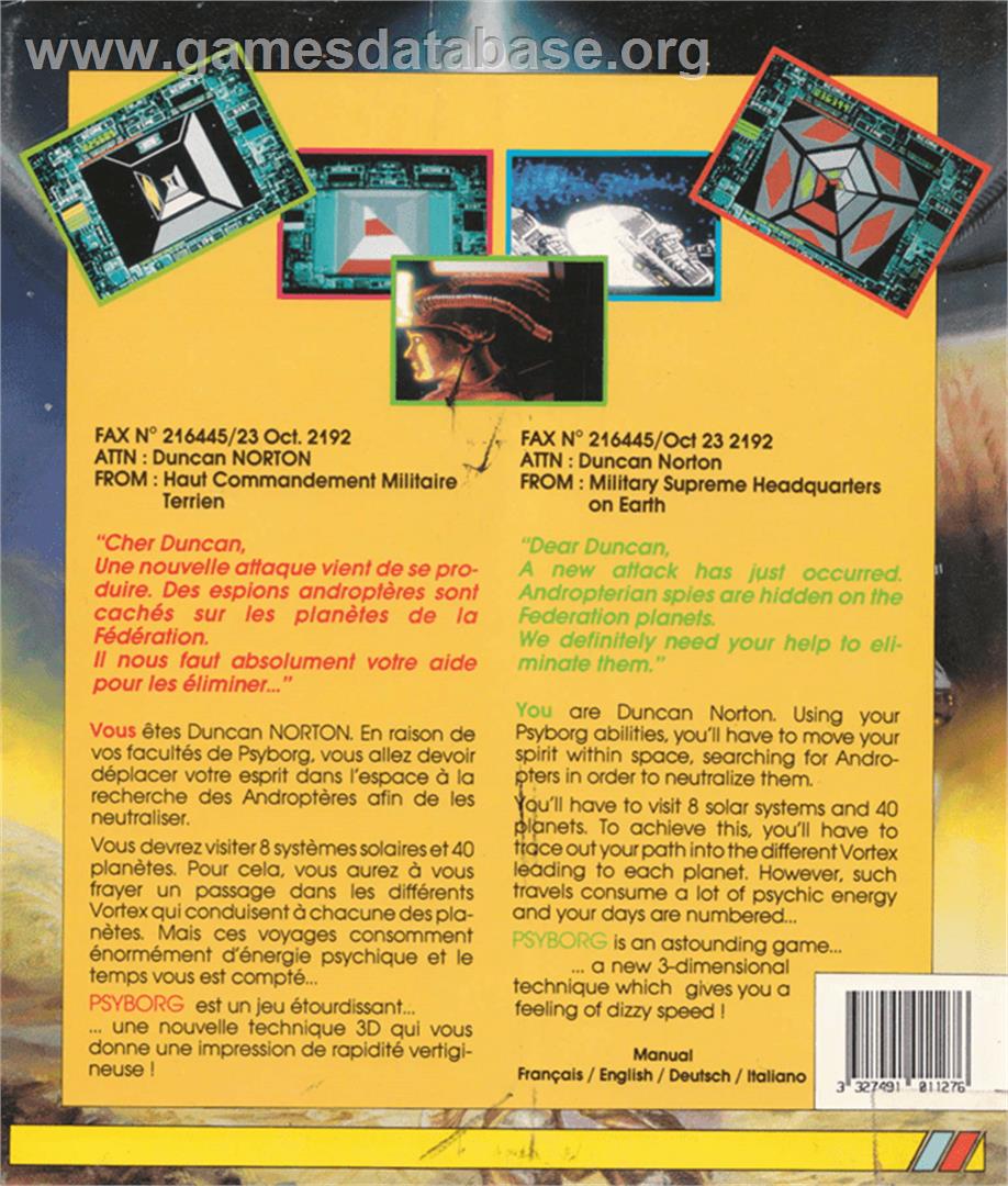 Psyborg - Amstrad CPC - Artwork - Box Back