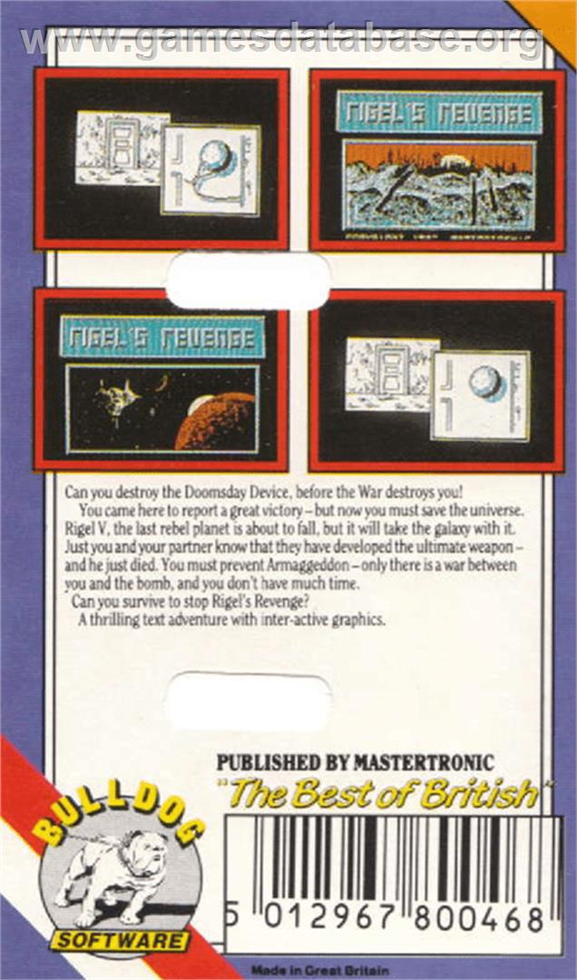 Rigel's Revenge - Amstrad CPC - Artwork - Box Back