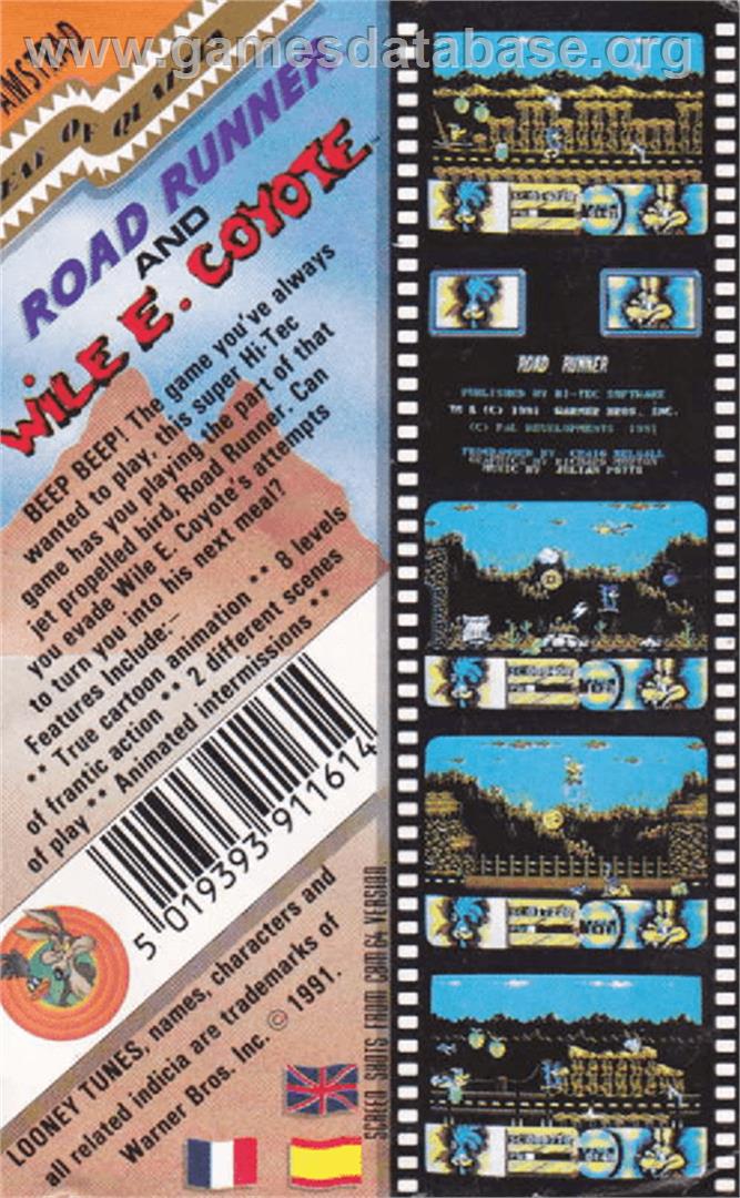 Road Runner and Wile E. Coyote - Amstrad CPC - Artwork - Box Back