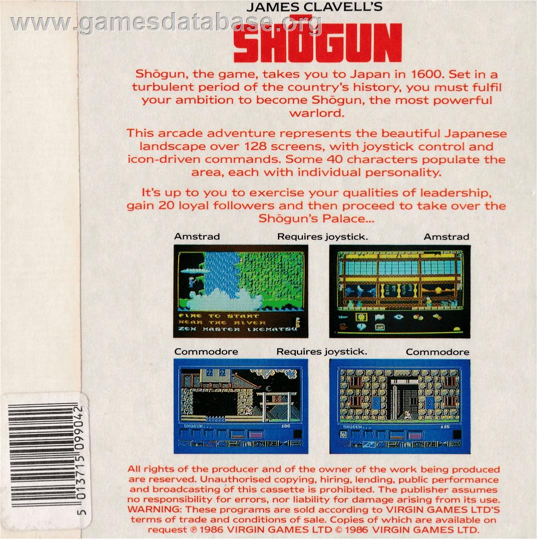 Shogun - Amstrad CPC - Artwork - Box Back