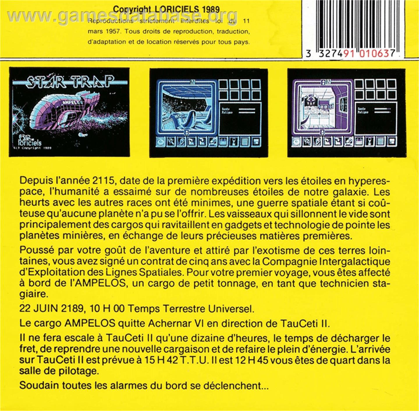 Star Trap - Amstrad CPC - Artwork - Box Back