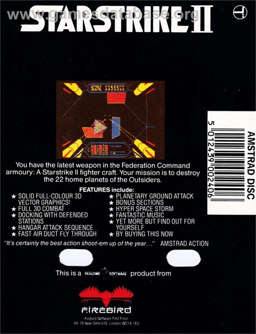 Starstrike 2 - Amstrad CPC - Artwork - Box Back