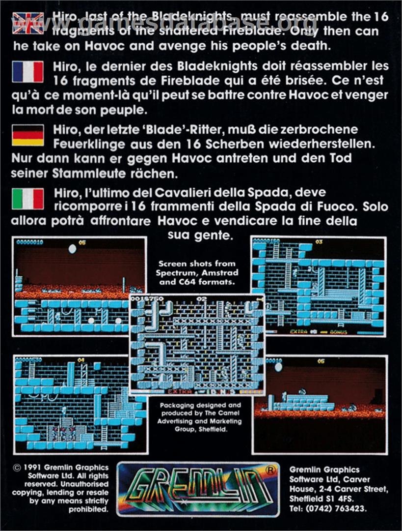 Switchblade - Amstrad CPC - Artwork - Box Back