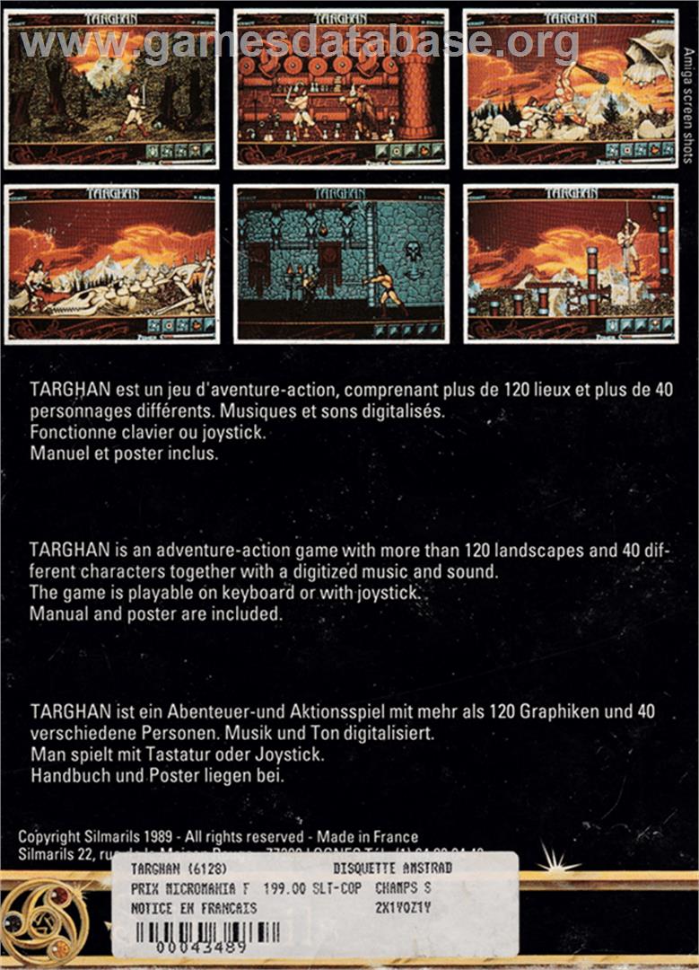 Targhan - Amstrad CPC - Artwork - Box Back