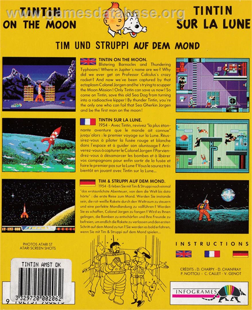 Tintin on the Moon - Amstrad CPC - Artwork - Box Back
