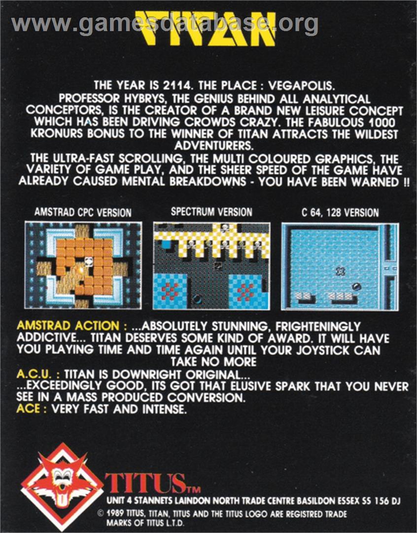 Titan - Amstrad CPC - Artwork - Box Back