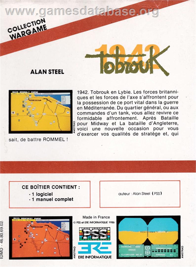 Tobruk: The Clash of Armour - Amstrad CPC - Artwork - Box Back