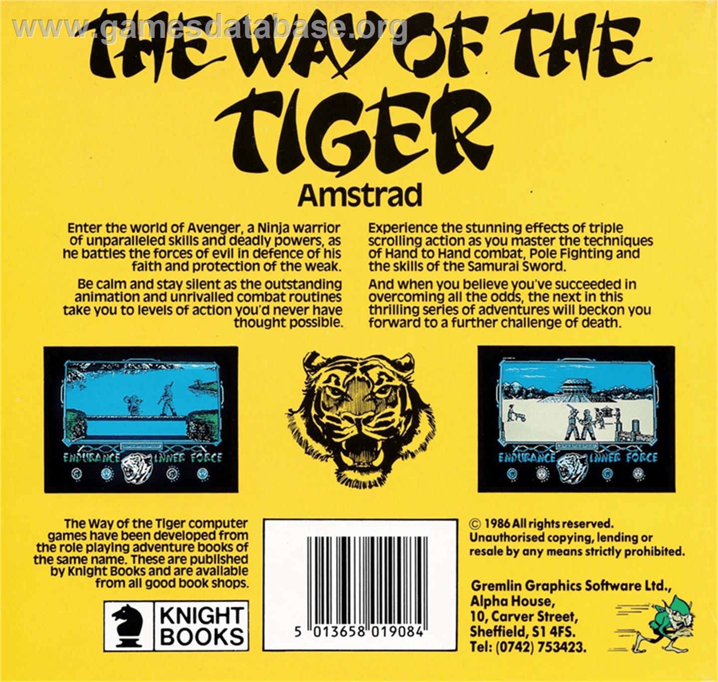 Way of the Tiger - Amstrad CPC - Artwork - Box Back