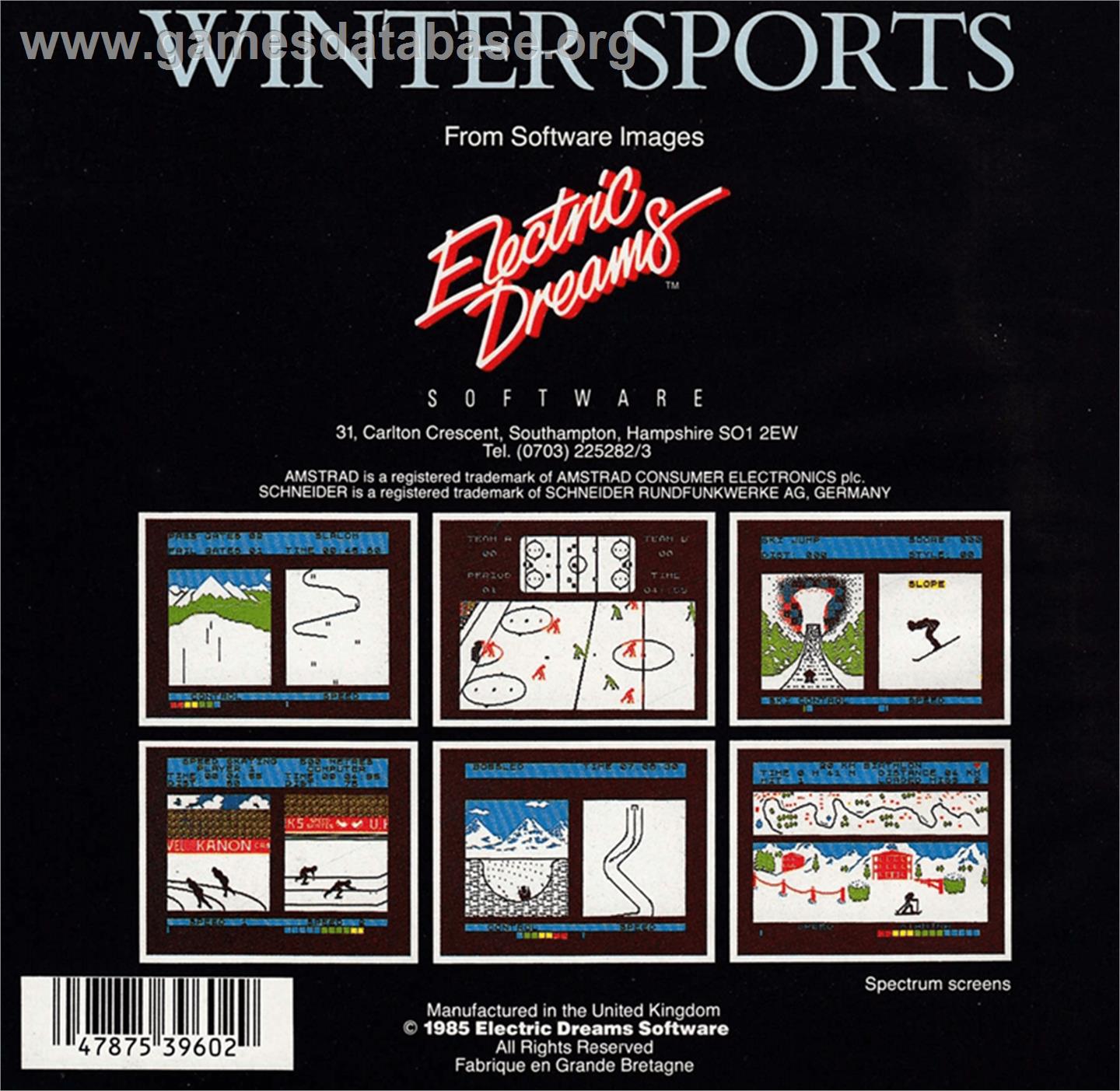 Winter Sports - Amstrad CPC - Artwork - Box Back