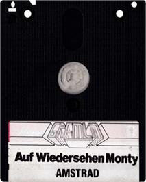 Cartridge artwork for Auf Wiedersehen Monty on the Amstrad CPC.